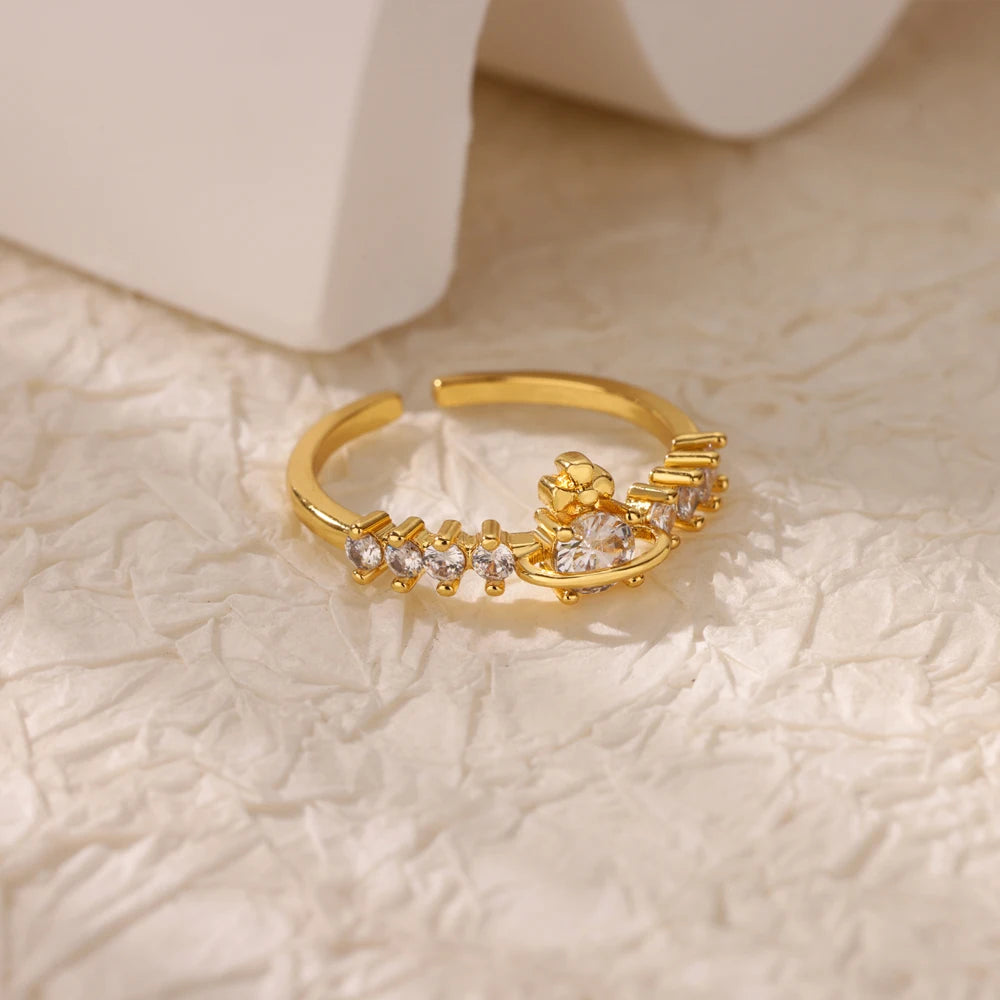 Luxury Aesthetic Zircon Ring – Women’s Adjustable Jewelry
