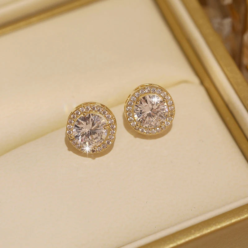 Luxury Round Zircon Earrings
